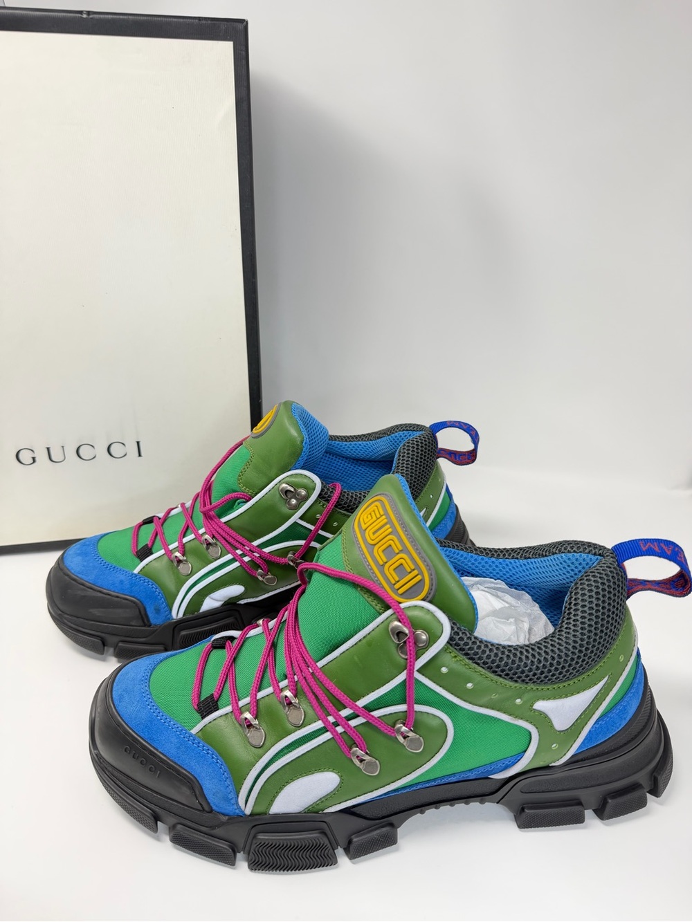 Gucci men  Green, Blue & Pink Trail Sneakers